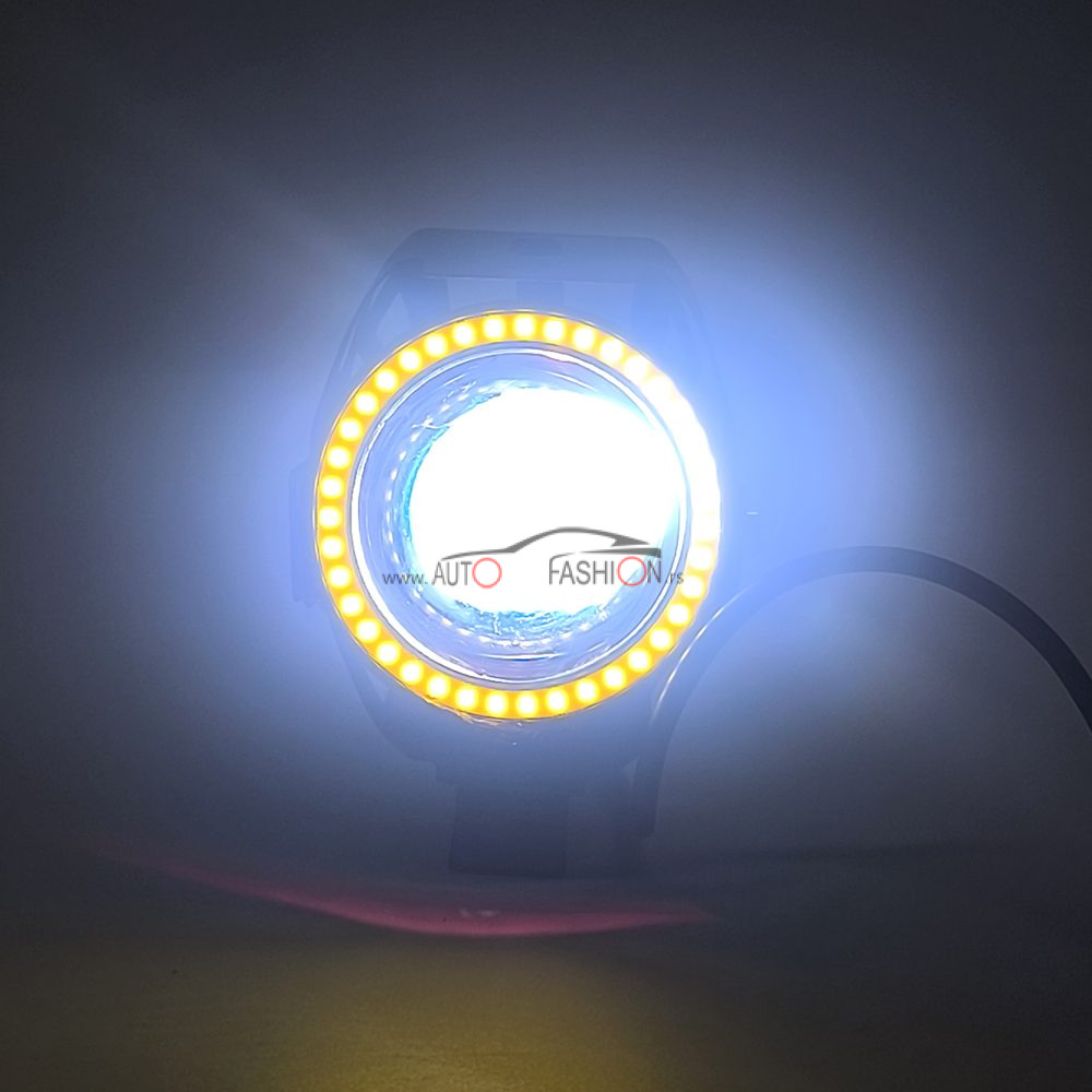 LED FAR za motor 10W sočivo + angel eye