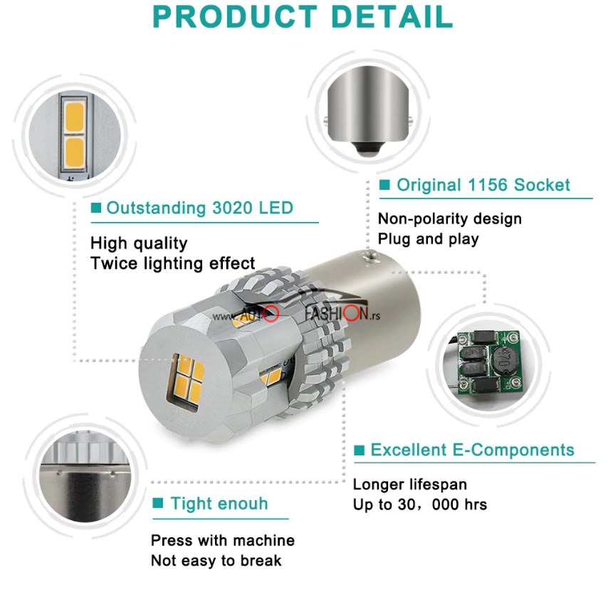LED sijalica BA15S P21W CANBUS 12 smd ALU NEW – KOMAD