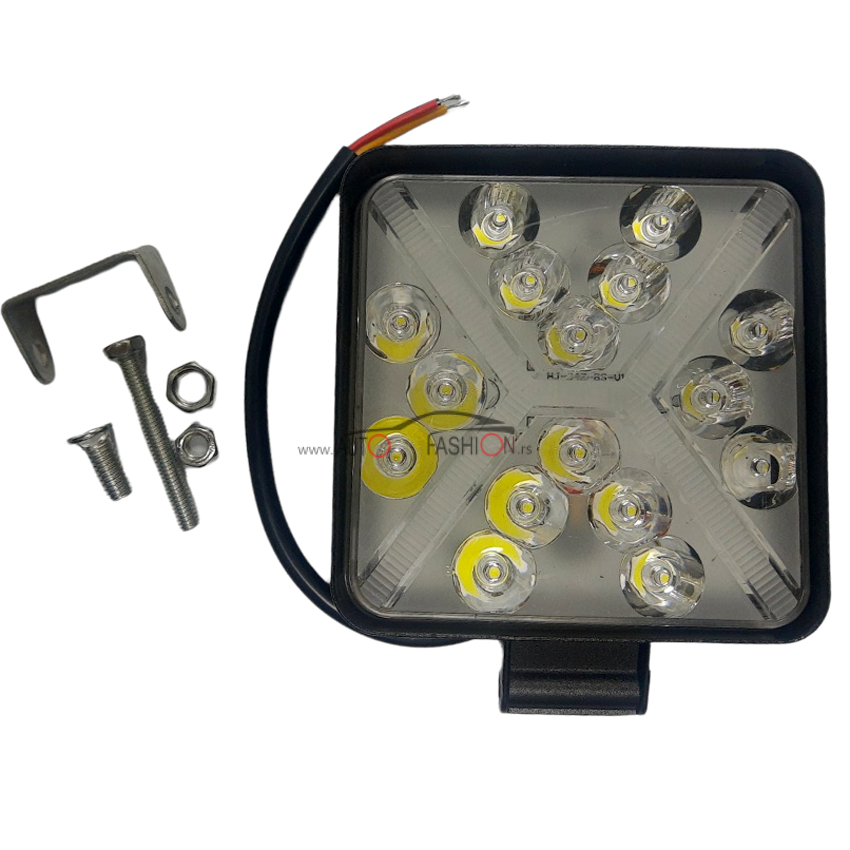 LED FAR Radni 48W 12V-24V cetvrtasti BELO PLAVI