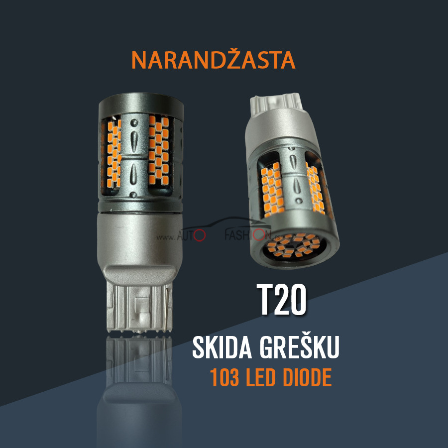 LED sijalica T20 W21 jedno vlakno CANBUS 103 smd KOMAD – NARANDŽASTA