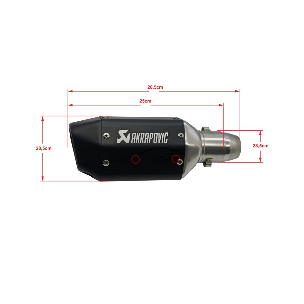 Auspuh za motor AKRAPOVIČ crni mat 25cm – replika