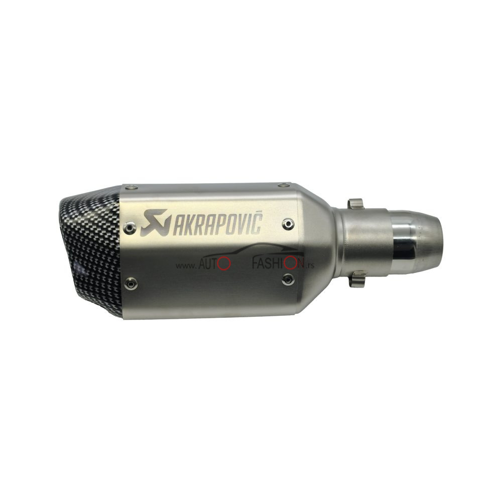 Auspuh za motor AKRAPOVIČ silver mat – karbon 25cm – replika