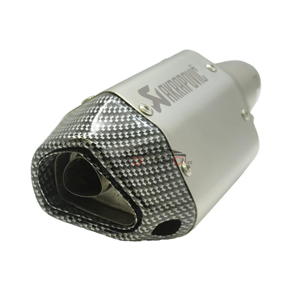Auspuh za motor AKRAPOVIČ silver mat – karbon 25cm – replika