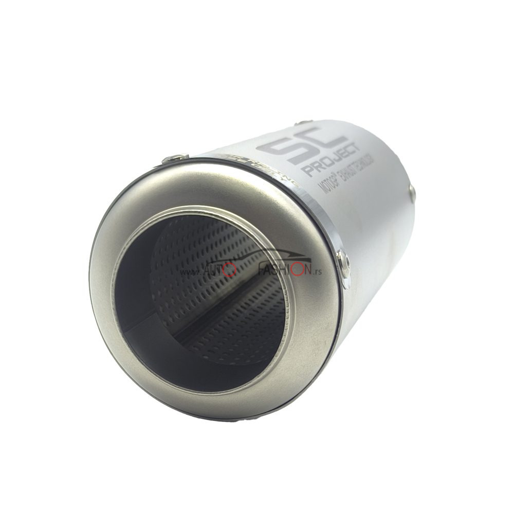 Auspuh za motor SC PROJECT silver mat 24cm ZASEČEN – replika