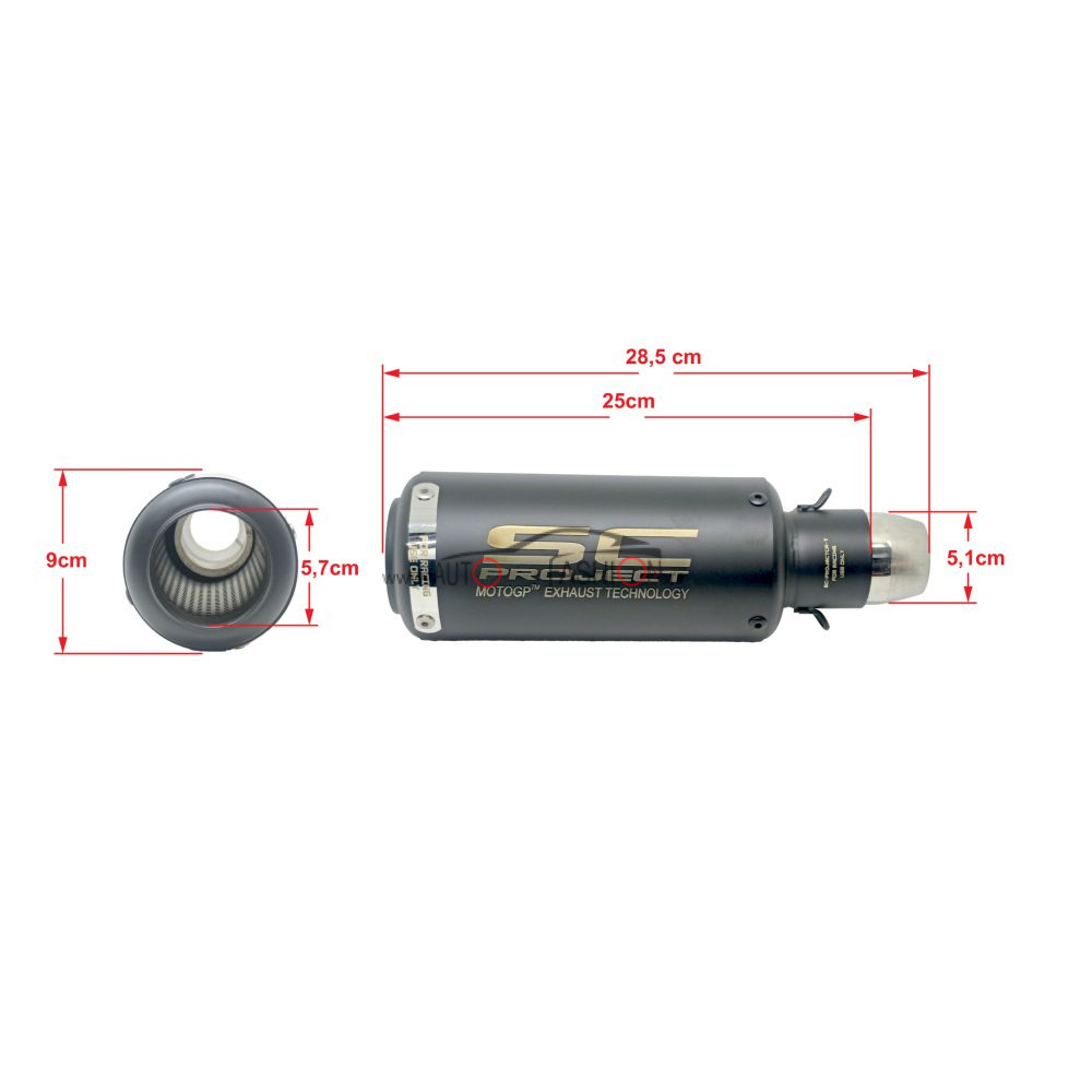 Auspuh za motor SC PROJECT crni mat 25cm ZASEČEN – replika