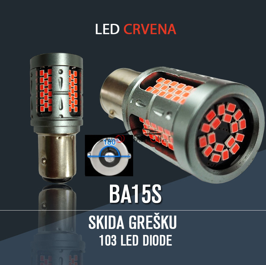 LED sijalica BA15S CANBUS 103 smd KOMAD CRVENA