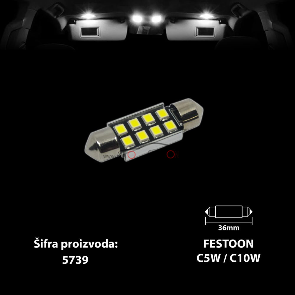 Led Siajlica Festoon c10w c5w 36mm 8smd